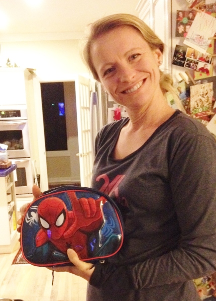 Spiderman Lunchbox. Don't ask, just accept the crazy